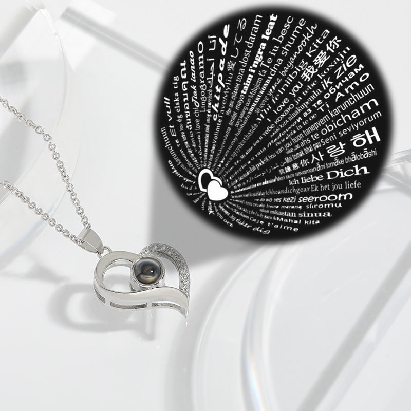 "I Love You in 100 Languages" Heart Necklace with Bear Box