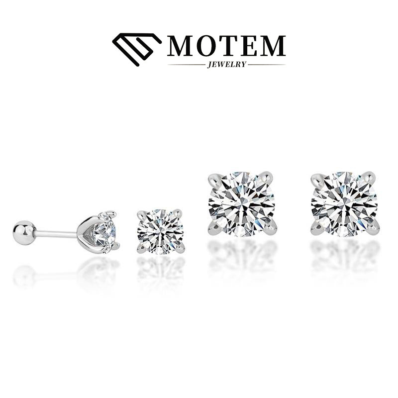 【E2 Classic】 925 Sterling Silver Moissanite Stud Earrings - MOTEMCO