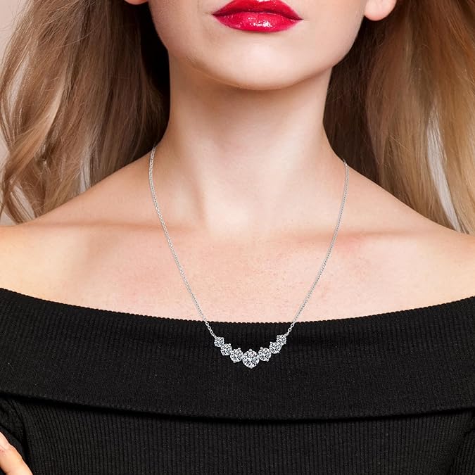 【N20 7 Princesses】 925 Sterling Silver Moissanite Necklace - MOTEMCO