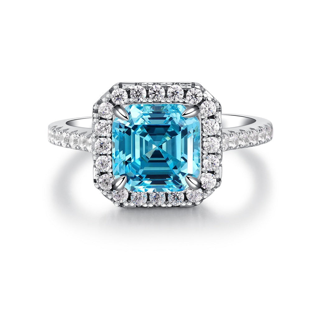 Blue High Carbon Diamond Rings in 925 Sterling Silver