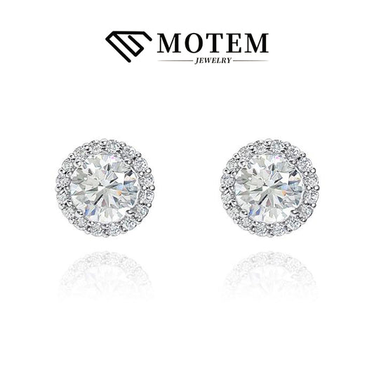 【E8】 925 Sterling Silver Moissanite Stud Earrings - MOTEMCO