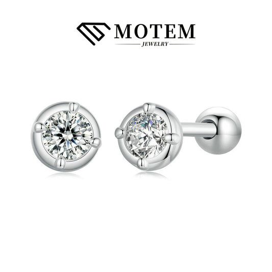 【E9】 925 Sterling Silver Moissanite Stud Earrings - MOTEMCO