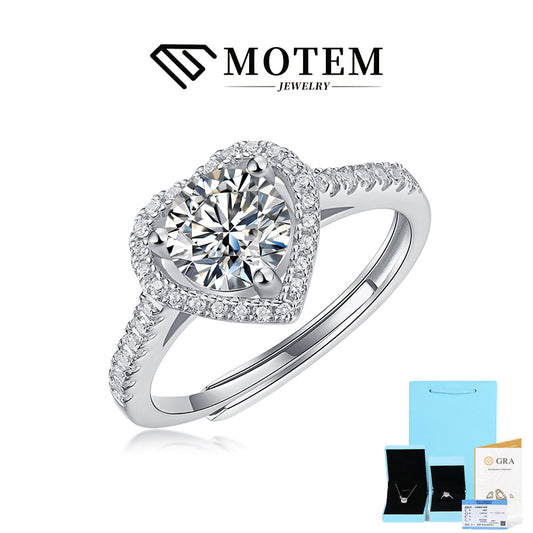 【R17 Heart Love】 925 Sterling Silver Moissanite Rings - MOTEMCO