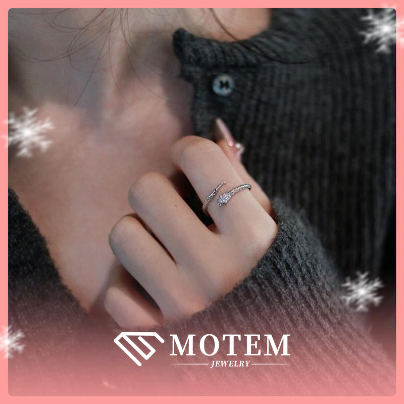 【R7 Snake】 925 Sterling Silver Moissanite Rings - MOTEMCO