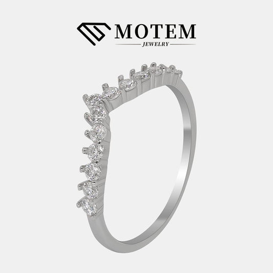 【R3 V-shaped】 925 Sterling Silver Moissanite Rings - MOTEMCO