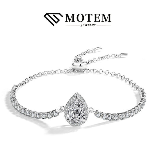 【B10 Water Drop】 925 Sterling Silver Moissanite Bracelet - MOTEMCO