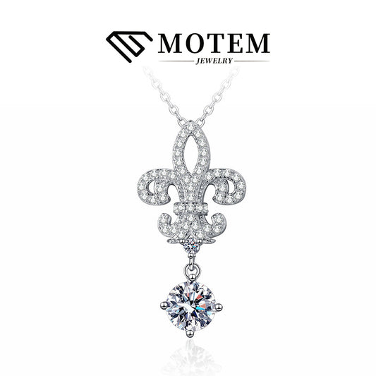 【N23 Crown Queen】 925 Sterling Silver Moissanite Necklace - MOTEMCO
