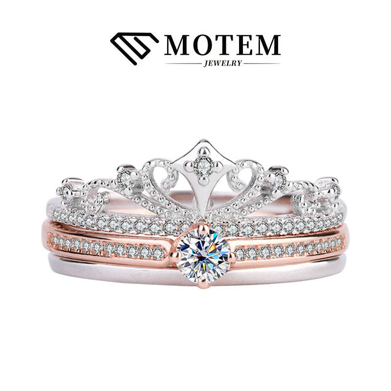【R6 Crown 2pcs】 925 Sterling Silver Moissanite Rings - MOTEMCO