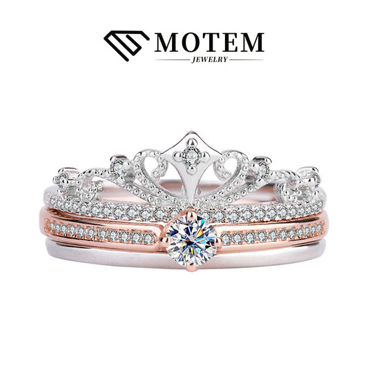 【R6 Crown 2pcs】 925 Sterling Silver Moissanite Rings - MOTEMCO