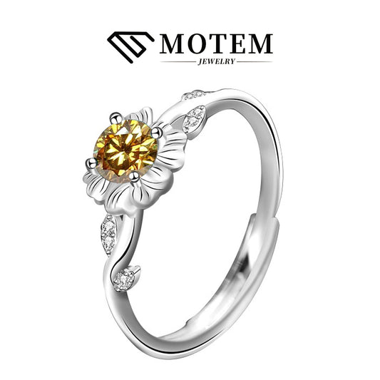 【R15 Sunflower】 925 Sterling Silver Moissanite Rings - MOTEMCO