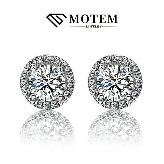 【E3】 925 Sterling Silver Moissanite Stud Earrings - MOTEMCO