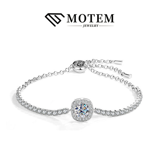 【B6 Gypsophila】 925 Sterling Silver Moissanite Bracelet - MOTEMCO