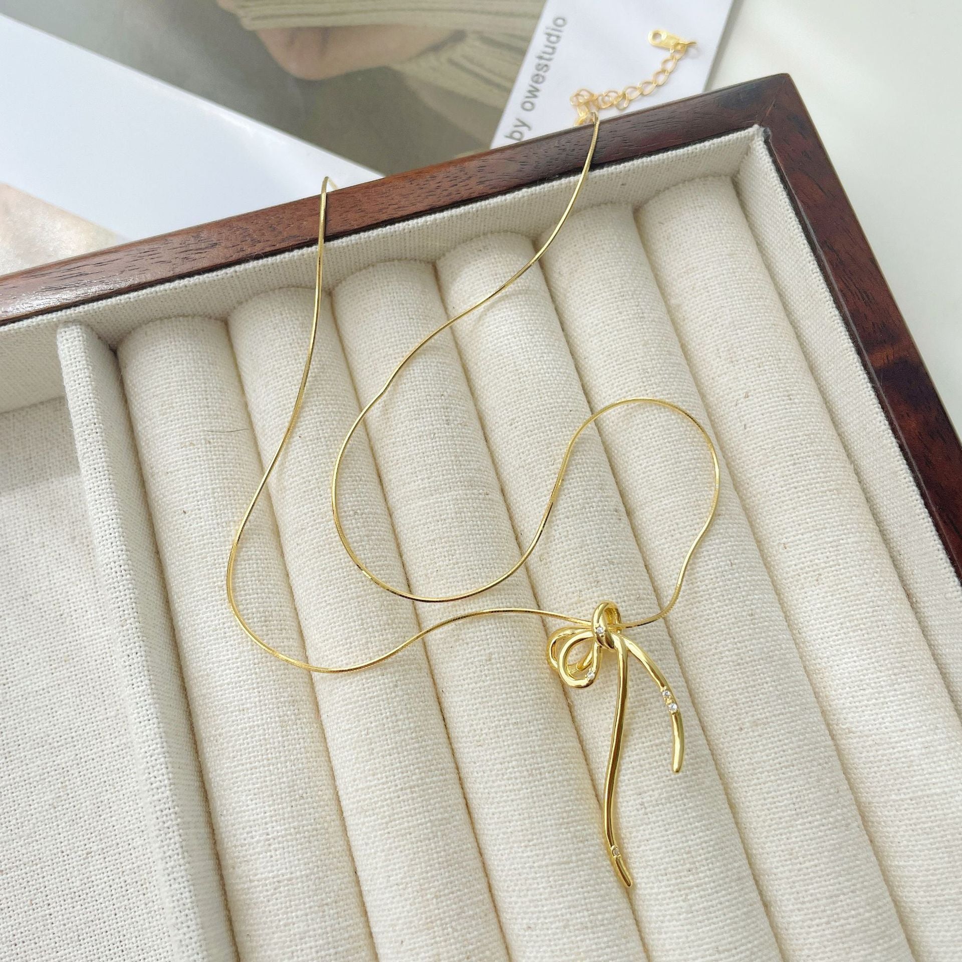 【SilverN17 Line Bow】 925 Sterling Silver Necklace - MOTEMCO