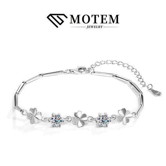 【B7 Lucky】 925 Sterling Silver Moissanite Bracelet - MOTEMCO