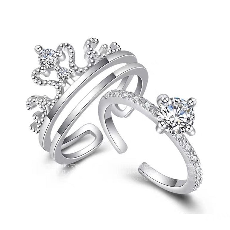 LOVE ME LIKE YOU DO - CROWN RING SET（925 STERLING SILVER RING）
